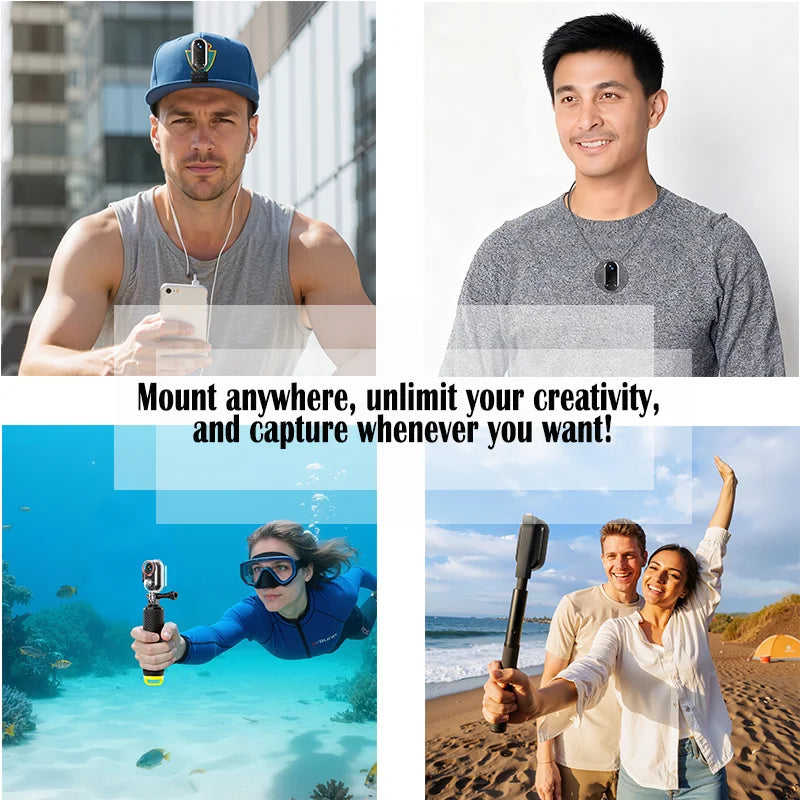 ANSVICAM WIFI Tumble Aciton Camera 4K EIS Magnetic Sports Camera POV Portable Bodycam Charging Case Waterproof Vlog Cam 32G Card