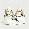 Chinese Style Comic Print High-Top Sneakers for Men, 2026 Autumn New Versatile Thick-Soled Sports Casual Shoes, Trendy White Shoes with Unique Design, Lightweight Skateboard Shoes for Young Men