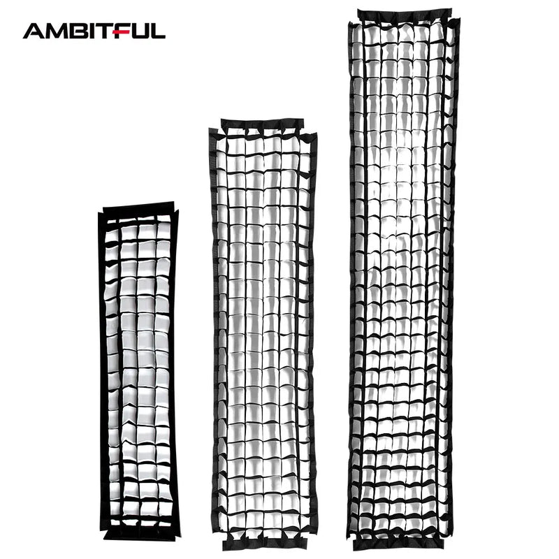 AMBITFUL 22x90cm 9"x 35" 30x120cm 12"x47" 35x160cm 14"x63" Rectangle Strip Softbox Honeycomb Grid (Does not include softbox)