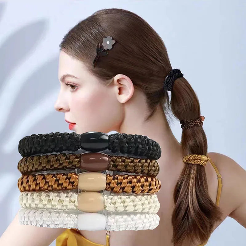 5pc Europe and America Good High Elasticity Hair Ties Rope Scrunchies for Women Men Girls  Ponytail Holder Hair Accessories