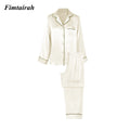 19MM 6A Silk Pajamas For Women's Summer Long sleeved Pants Women Sleapwear pj Nightwear  2pieces 100% mulberry Silk suit