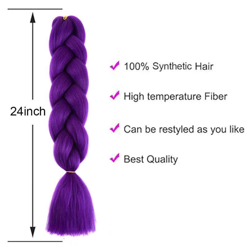 24 Inches DIY Jumbo Braiding Hair Synthetic Hair Extensions Afro Ombre Crochet Braid Hair Wholesale For Women