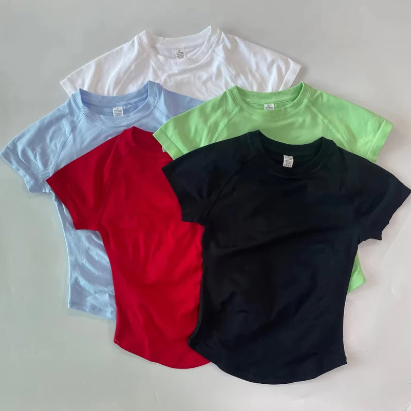 1-2 Pieces Sports Sets Short Sleeve Seamless Yoga Top Gym Suit T-shirt Set Fitness Set Women Workout Running Sports Shorts