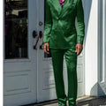 Fashionable Men Suits Satin 2 Piece Jacket Pants Sets High Quality Prom Party Blazer Double Breasted Peak Lapel Male Clothing