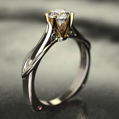 Pure 18K Gold Moissanite Ring for Women with Gemstones Couples Wedding Engagement Jewelry Valentine's Day Anniversary | SAMAG