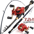 Sougayilang Baitcasting Fishing Rod and Reel Bag Set 1.8-2.4m Telescopic Rod and Metal Spool Fishing Reel for Bass Fishing Pesca