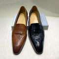 Men's Genuine Leather Penny Loafers Handmade Tassel Slip-On Dress Shoes for Wedding Banquet Casual Business Footwear