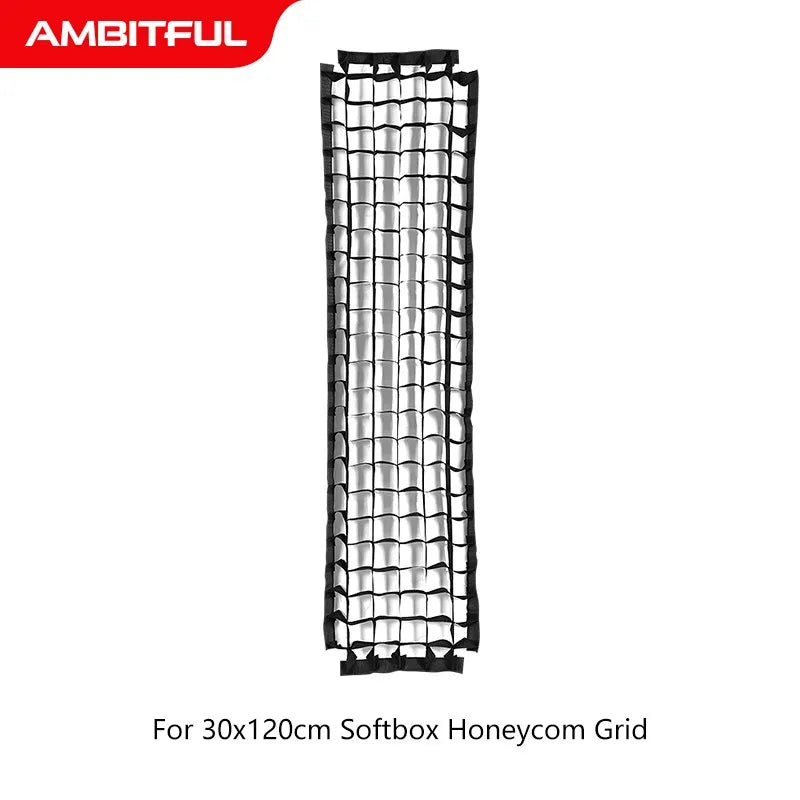 AMBITFUL 22x90cm 9"x 35" 30x120cm 12"x47" 35x160cm 14"x63" Rectangle Strip Softbox Honeycomb Grid (Does not include softbox)