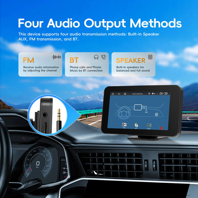 Podofo "Portable Car MP5 Player Wireless Carplay Android Auto Universal Multimedia Video Player Mirrorlink BT USB FM Radio