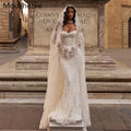 Mouzhetee Mermaid Elegant Pearls Lace Strapless Wedding | SAMAG