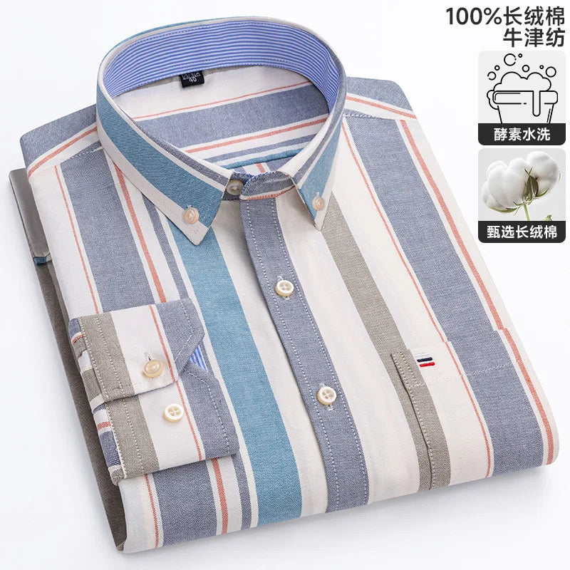 Spring and Autumn Men's Pure Cotton Long sleeved Shirts | SAMAG