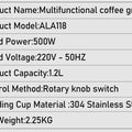 SUNATUR 500W Home Use Food Processor Multifunctional Kitchen Grinder for Coffee Spices Baby Food with Large Capacity
