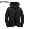 Outdoor Hiking Sports Running Down Jacket Men White Duck Winter Coat Windproof Warm Parka Travel Camping Overcoat Thicken Hooded