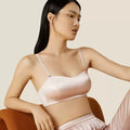 BirdTree Silk Lining Wire Free Soft Bra, Women Satin Silky, Sexy Comfortable Underwear, 2025 Spring Summer New P42854QM