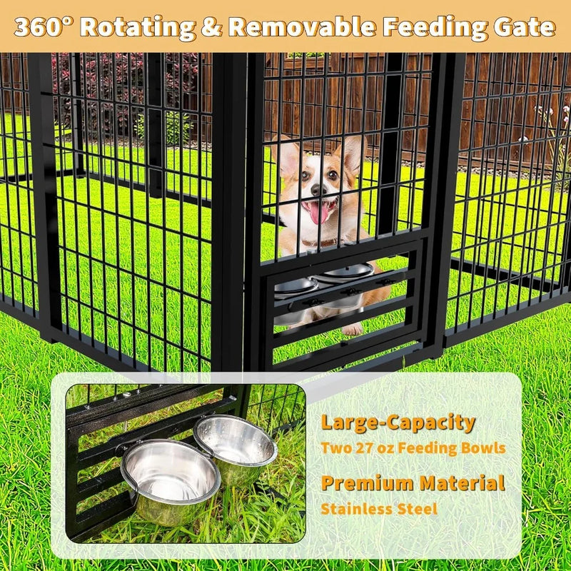Large Dog Kennel Outside with Roof Heavy-Duty Indoor Outdoor Run Dog Enclosure with Removable Cover Dog Pens Outside