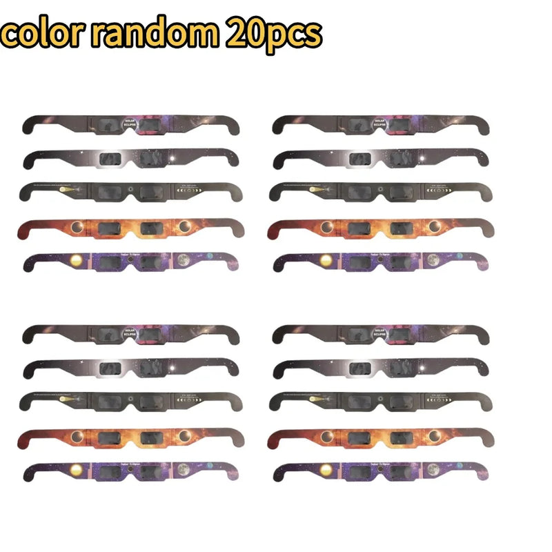 5/20pcs Paper Solar Eclipse Glasses Anti-uv Viewing Glasses Safe Shades Observation Solar Glasses Protect Eyes Random Color