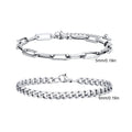 2pcs Men's Chain Bracelets,Stainless Steel Silver Gold Black Color Twist Rope Chain Wristband,Trendy Cuban Link Chains Gift