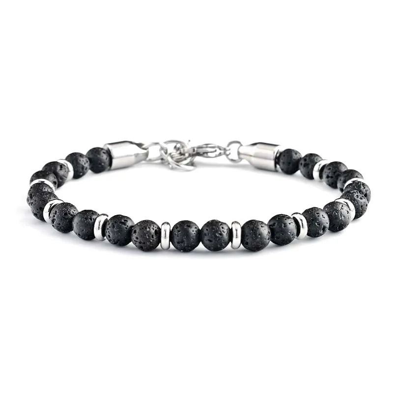 2026 Classic 6mm Tiger Eye Stone Hematite Beaded Bracelet Adjustable Stainless Steel Chain Bracelet for Men Women Jewelry Gifts