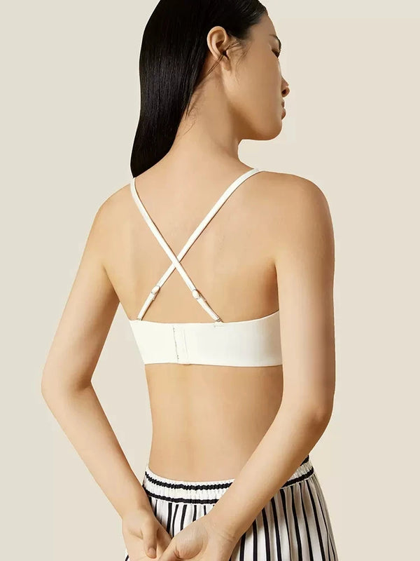 BirdTree Silk Lining Wire Free Soft Bra, Women Satin Silky, Sexy Comfortable Underwear, 2025 Spring Summer New P42854QM