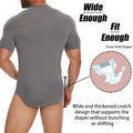 Mens Round Neck Shapewear Short Sleeve Bodysuit Press Button Crotch Underwear Tummy Control Jumpsuit High Stretch Fitness