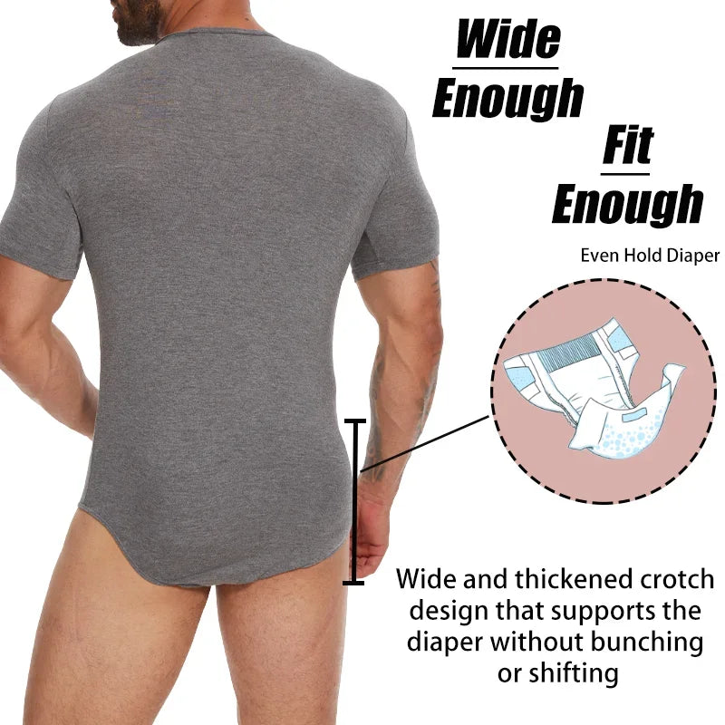 Mens Round Neck Shapewear Short Sleeve Bodysuit Press Button Crotch Underwear Tummy Control Jumpsuit High Stretch Fitness