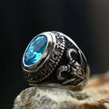 BEIER Stainless steel Cool Unique Black Stone Ring Titanium Steel Retro Old Totem Jewelry For Man Factory Price Sale BR8-334