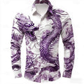 Multicolour Dragon Men's Long Sleeve Shirt Button Fashion | SAMAG