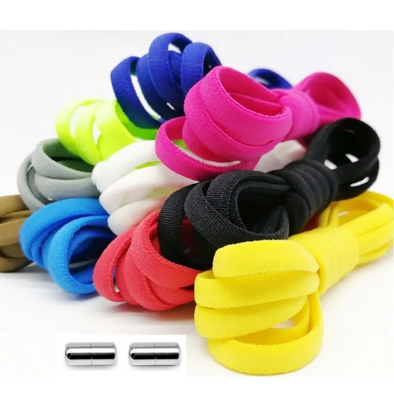 1 Pair Quick Locking Shoelaces Without Ties Elastic Laces Sneaker Widened Oval No Tie Shoe Laces Kids Adult Shoelace for Shoes