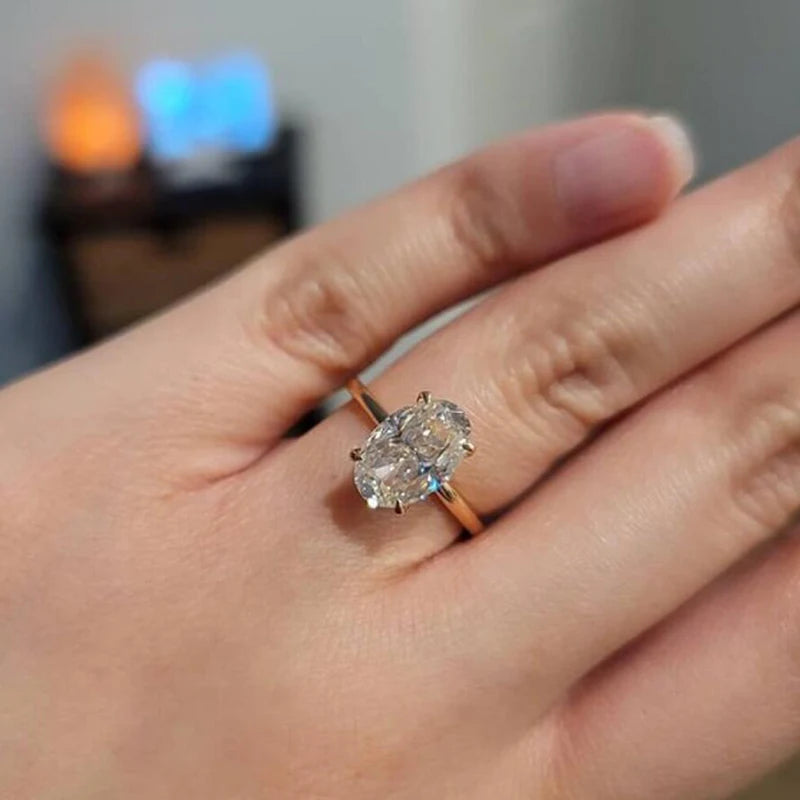 Oval Cut 925 Sterling Silver 1-3carat Moissanite Engagement Ring for Woman 14k Gold Plated Wedding Gifts with Certificate