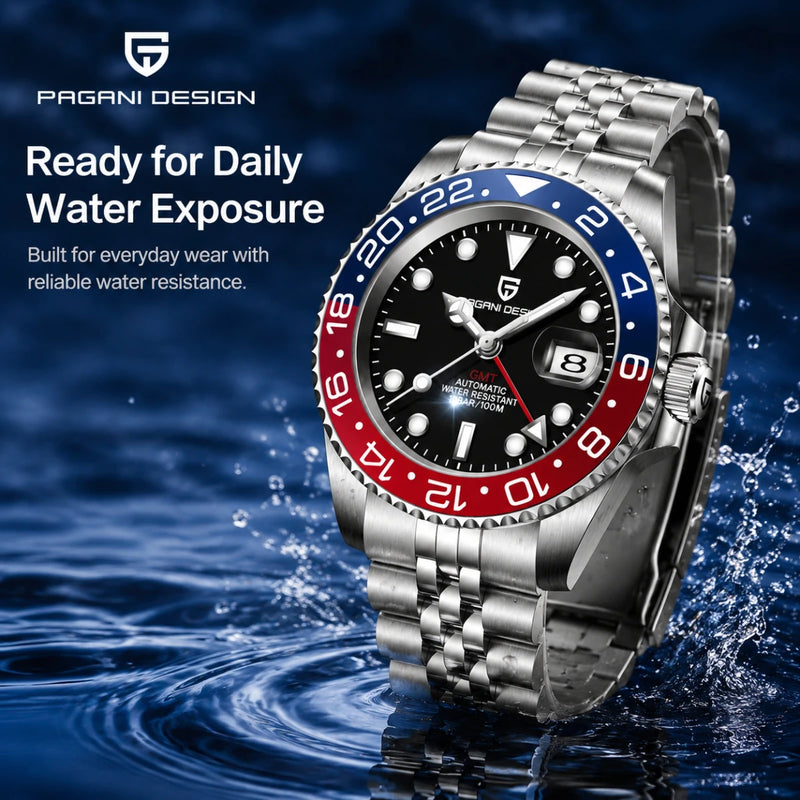 2026 New PAGANI DESIGN Luxury Men Mechanical Watches Stainless Steel GMT Watch Top Brand Sapphire Glass Men Watch reloj hombre