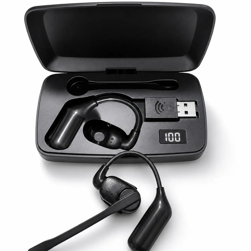 V1-3 Business Earphones with Charging Compartment Wireless Headphones Hanging Ear Bluetooth Earphones Single Ear with Detachable