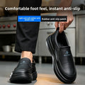 Anti-Skid Kitchen Work Shoes Non-slip Chef Slip-on Shoes Men Women Lightweight Black Restaurant Shoes Waterproof Leather Boots