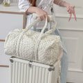 Lightweight Large Capacity Floral Quilted Travel Bag Handheld Diagonal Boston Bag Korean Version Ins Fresh Sweet Cotton Bag