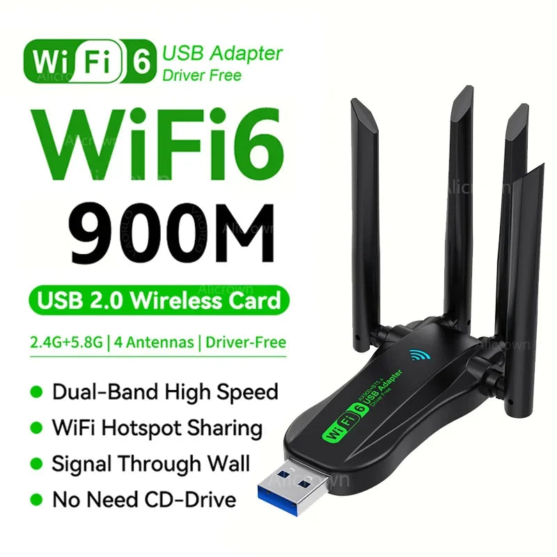 900Mbps Network Card WIFI6 AX900 USB Bluetooth 5.4 Wireless Adapter Dual Band 2.4G&5GHz Dongle Driver - Visuel 8 | SAMAG