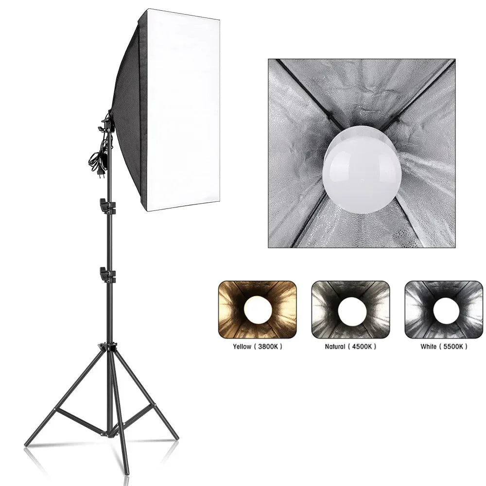 20-135W Softbox Lighting Kit 50x70CM Photography LED Lamp Professional Continuous Light System Equipment For Photo Studio