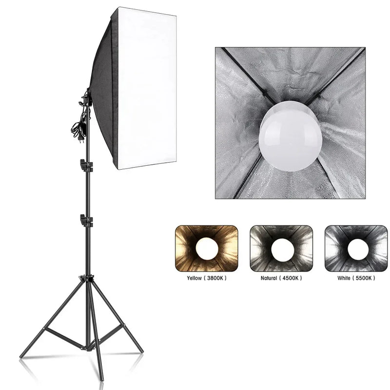 20-135W Softbox Lighting Kit 50x70CM Photography LED Lamp Professional Continuous Light System Equipment For Photo Studio