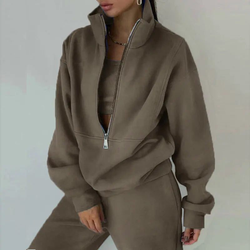 Tracksuit Set Stylish Autumn And Winter Comfortable Warm Two-piece Sets Suit Women Casual Streetwear Sportswear