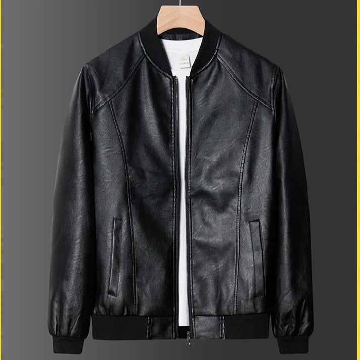 Black Biker PU Leather Coat Men Fashion Workwear Pu Leather Jacket Man Trend Casual Slim Baseball Collar Motorcycle Work Clothes