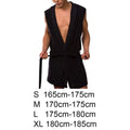 Men's Summer Milk Silk Bathrobe Hooded Sleeveless Bathrobe Pajamas Slimming Medium And Long Fitting Household Clothing