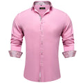DiBanGu Men Shirt Long Sleeve Black Solid Red Paisley | SAMAG