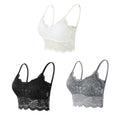 3PCS Women's Lace Bras Top Comfortable Bralette Solid Color Sexy Underwear Vest Female Hollow Out Wireless Lingerie Seamless Bra