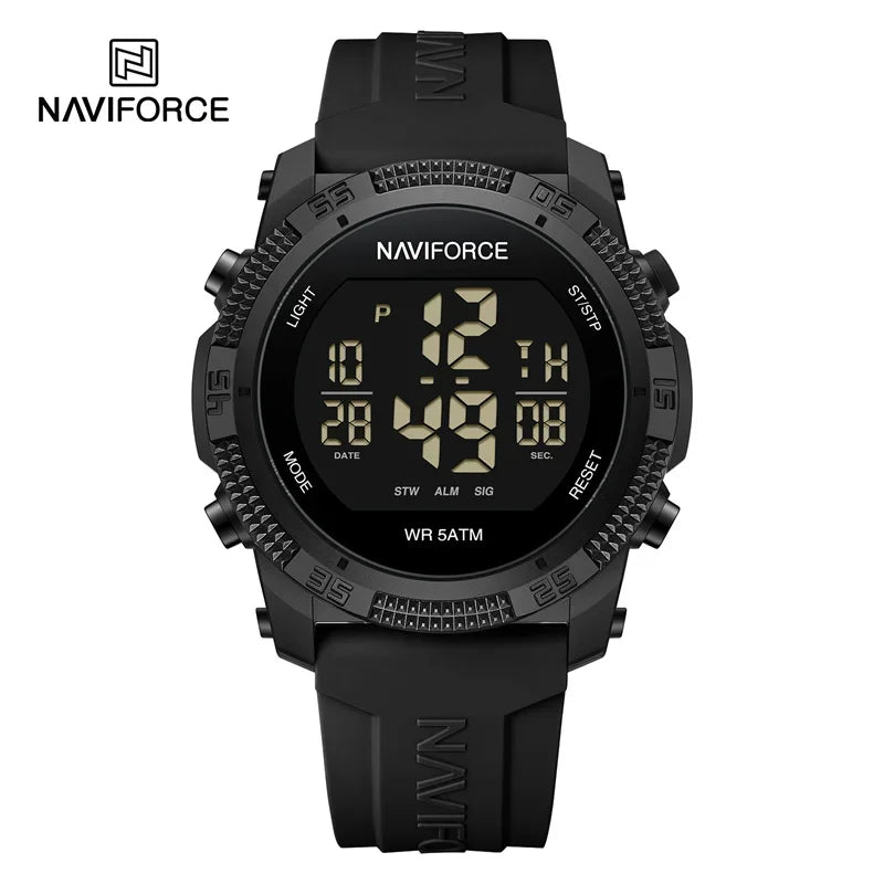 NAVIFORCE Watches For Men LCD Digital Fashion Casual Date and Week Alarm Display 3ATM Waterproof Silicone Strap Electronic Clock