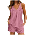 Women'S Summer Casual Suit New Urban Casual Women'S Solid Color Sleeveless Vest Elastic Shorts Home Clothes Two-Piece Set
