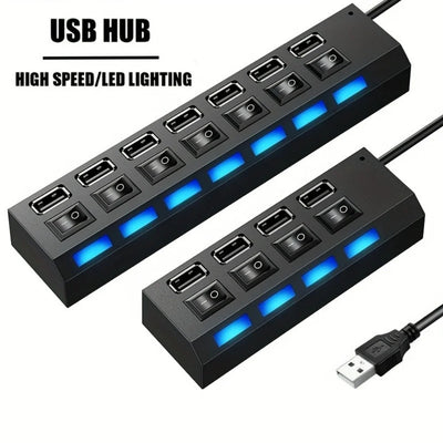 USB 2.0 Hub 4/7 Port Splitter Power Adapter With ON/OFF | SAMAG