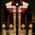 New men's long sleeved shirt with gold lotus 3D printed | SAMAG