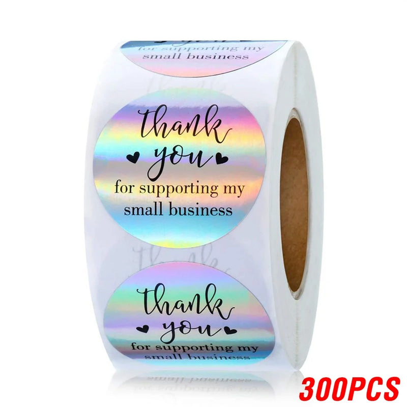 100 - Rainbow Laser Thank You Stickers 1inch Small - View 27 | SAMAG