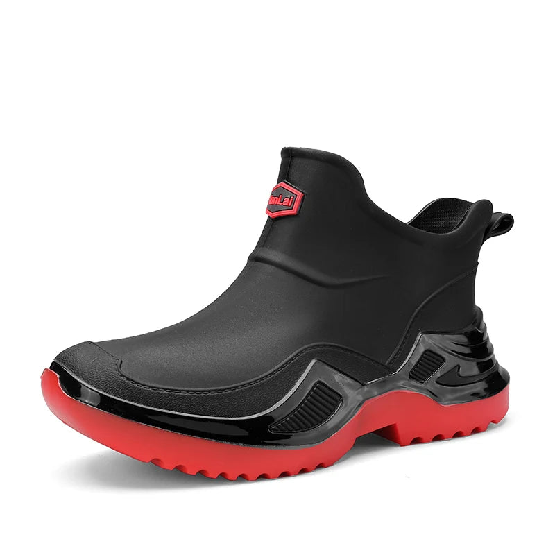 Men women's casual rain boots four seasons waterproof non-slip outdoor wading fishing water shoes car wash chef couple rain shoe