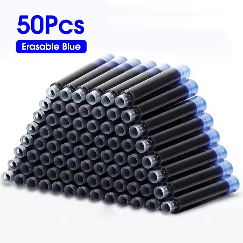 50pcs Fountain Pen Ink Cartridge Refills Bottle 4 Color Disposable Dia 3.4mm 2.6mm School Office Stationery Supplies CW-159