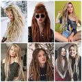 24 Inch Synthetic Dreadlock Hair Extensions, 10Strands/Lot Single Ended Soft Dreads Locks Hippie Style Dreadlock for Women
