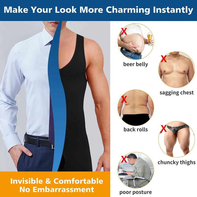 Men's Sleeveless Full Body Shaper Tummy Control Triangle Pants Shapewear New Hip Lifting Bodysuit Compression Underwear New